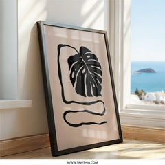 Monstera Leaf Wall Art, Minimalist Plant Art Print, Tropical Home Decor, Modern Botanical Artwork, Aesthetic Art for Living Room - Tawshia