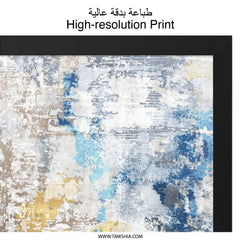 Abstract Wall Art, Modern Art Print, Blue and Gold Art, Textured Art, Home Decor, Contemporary Wall Decor, Living Room Art - Tawshia