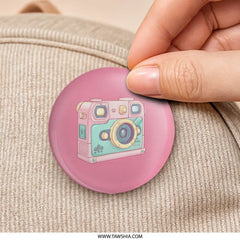 Cute Cartoon Camera Pinback, Retro Camera Badge, Pink Photography Button, Gift for Photographers, Colorful Camera Pin - Tawshia
