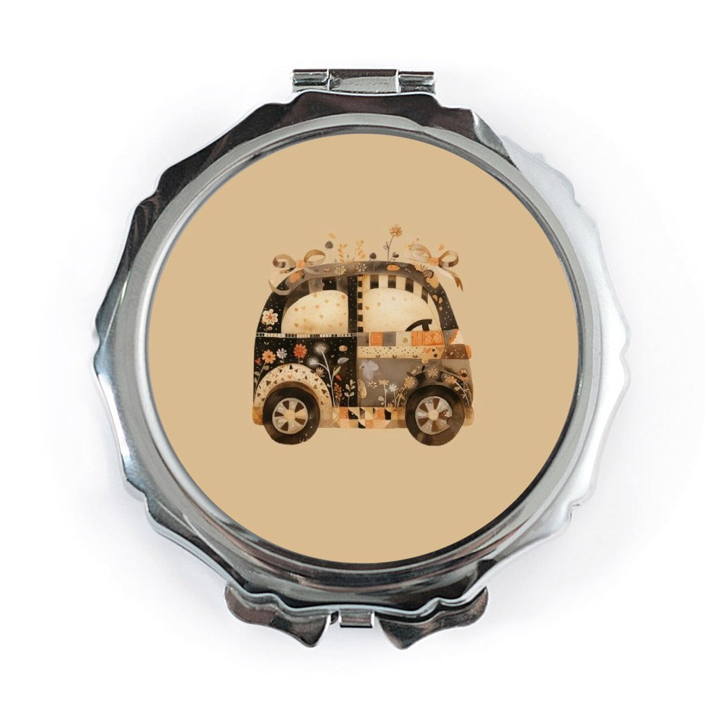 Floral Car Pocket Mirror, Cute Vehicle Handbag Mirror, Travel Mirror, Makeup Mirror, Gift for Her, Compact Mirror, Stylish Pocket Mirror - Tawshia