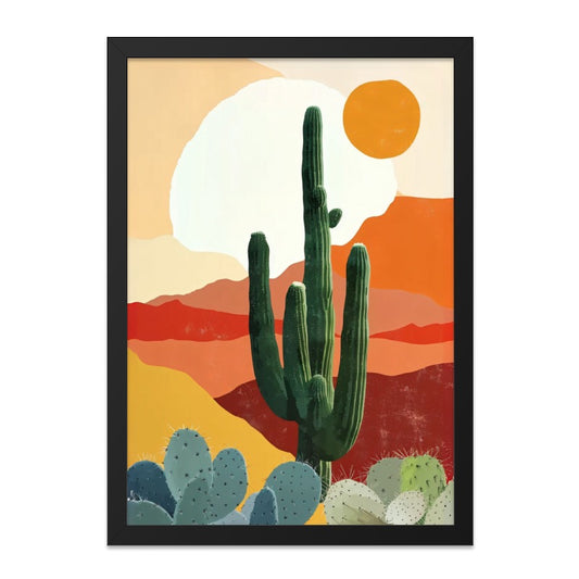Desert Cactus Wall Art, Southwestern Wall Decor, Saguaro Cactus Print, Abstract Desert Art, Warm Toned Desert Landscape, Southwest Home - Tawshia