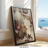 Abstract Floral Wall Art, Botanical Print, Cream and Brown Flower Decor, Elegant Home Art, Unique Wall Decor - Tawshia