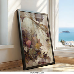 Abstract Floral Wall Art, Botanical Print, Cream and Brown Flower Decor, Elegant Home Art, Unique Wall Decor - Tawshia