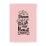 Dream Wish Photographic Prints, Inspirational Home Decor, Motivational Wall Art, Typography Print, Heart Wish Art, Modern Art Prints - Tawshia