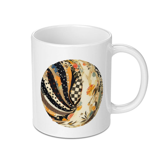 Floral Patchwork Mug, Coffee Mug, Tea Mug, Artistic Mug, Novelty Mug, Gift Mug, Decorative Mug, Trendy Mug SKU: MG10004218 - Tawshia