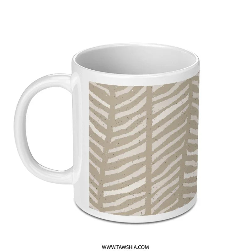 Stylish Beige Herringbone Pattern Coffee Mug product