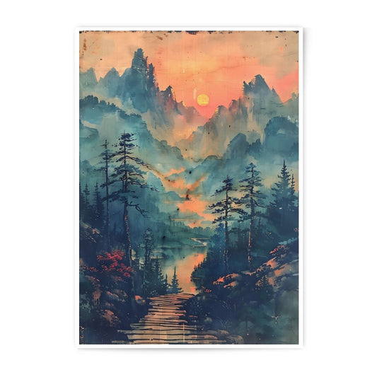 Mountain Sunset Photographic Print, Landscape Wall Art, Nature Photo Print, Scenic View Artwork, Home Decor, Gift Idea - Tawshia