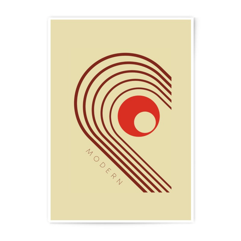 Modern Abstract Photographic Print, Geometric Wall Art, Retro Minimalist Decor, Red and Brown Design, Stylish Home Gift Idea - Tawshia