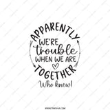 Trouble Together Pocket Mirror, Funny Friendship Gift, Best Friend, Sister, Gift For Her, Novelty Mirror, Quirky Compact Mirror - Tawshia