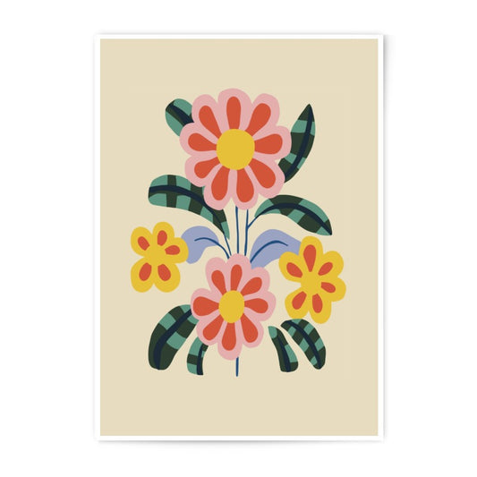 Floral Photographic Print, Retro Flower Art, Botanical Wall Decor, Colorful Flower Illustration, Home Decor, Gift Idea - Tawshia