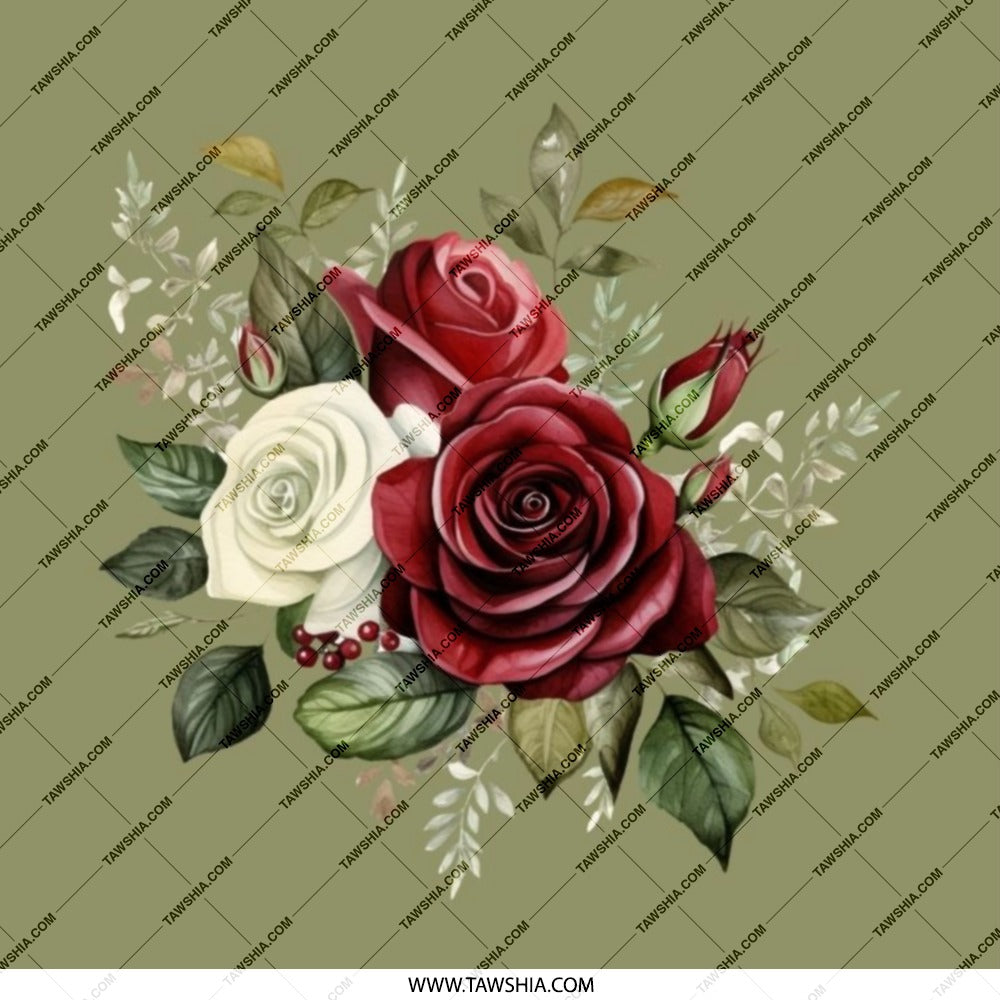 Floral Pocket Mirror, Rose Pocket Mirror, Elegant Pocket Mirror, Botanical Art Compact Mirror, Red White Roses Gift, Flower Girl Gift - Tawshia