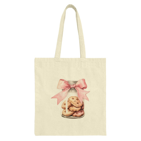 Cookies in a Jar Tote Bag, Cute Bow Tote, Watercolor Art Tote Bag, Everyday Bag, Gift Idea for Baker, Whimsical Design Bag - Tawshia
