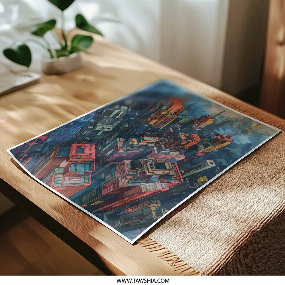 Cityscape Art Photographic Print, Urban Skyline Decor, Futuristic City Art, Architecture Print, Modern Cityscape - Tawshia