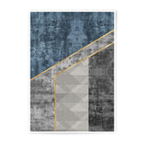 Abstract Geometric Photographic Print, Modern Art, Blue Gray Gold Decor, Minimalist Wall Art, Contemporary Home Decor - Tawshia