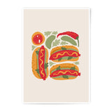 Hot Dog Photographic Print, Food Art Print, Kitchen Wall Decor, Cute Food Illustration, Culinary Art, Hotdog Poster, Unique Wall Art - Tawshia