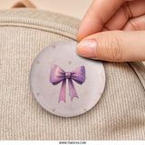 Glitter Bow Pinback, Kawaii Bow Button, Cute Bow Pin, Aesthetic Bow Accessory, Gift for Girl, Sparkly Bow Pin, Pastel Bow Badge - Tawshia