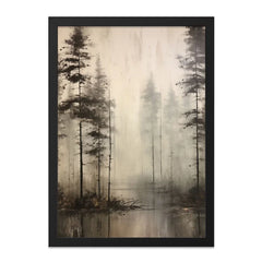 Misty Forest Wall Art, Landscape Painting Print, Pine Tree Art, Nature Home Decor, Serene Wall Hanging - Tawshia