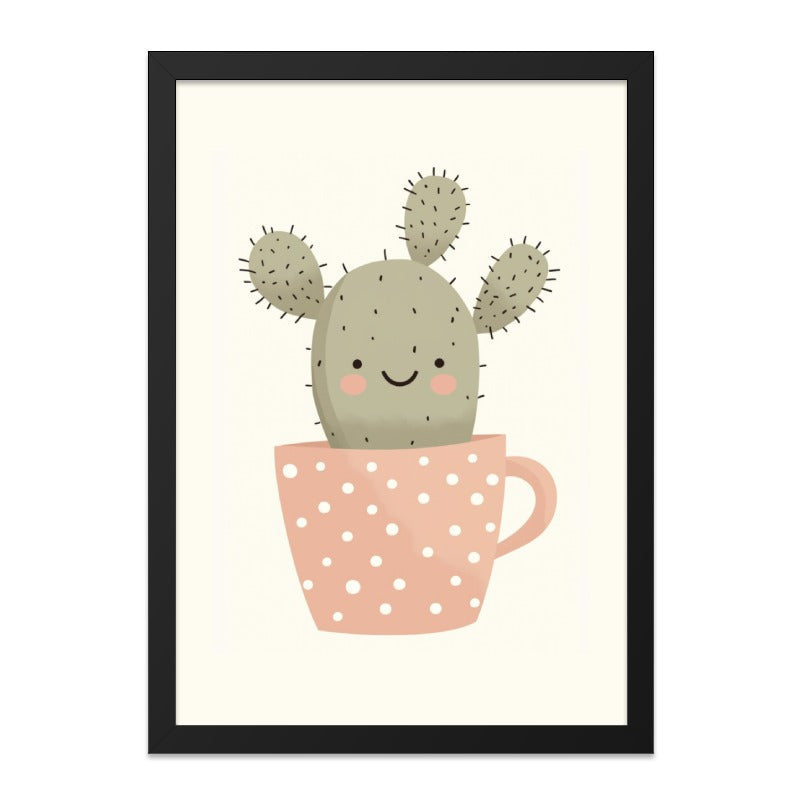 Cactus Wall Art, Cute Plant Print, Teacup Art, Desert Decor, Smiling Cactus, Nursery Art, Kids Room Art, Printable Wall Art - Tawshia