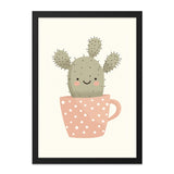 Cactus Wall Art, Cute Plant Print, Teacup Art, Desert Decor, Smiling Cactus, Nursery Art, Kids Room Art, Printable Wall Art - Tawshia