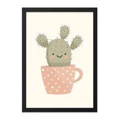 Cactus Wall Art, Cute Plant Print, Teacup Art, Desert Decor, Smiling Cactus, Nursery Art, Kids Room Art, Printable Wall Art - Tawshia