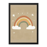 Rainbow Wall Art, Neutral Nursery Decor, Boho Kids Room Art, Stars and Clouds Print, Modern Childrens Wall Art - Tawshia