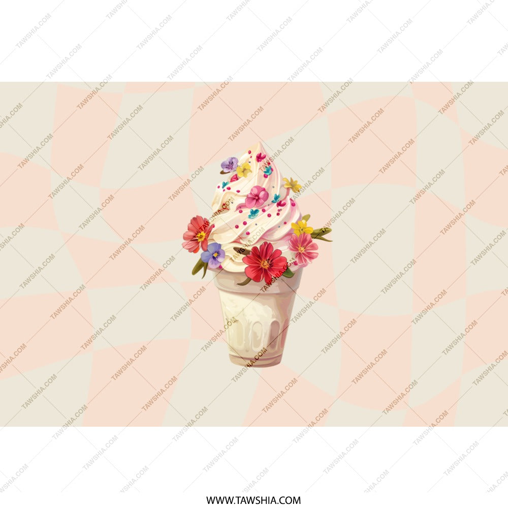 Floral Ice Cream Tumbler, Cute Tumbler, Unique Tumbler, Ice Cream Lover Gift, Summer Tumbler, Travel Tumbler, Gift For Her, Tumblers - Tawshia