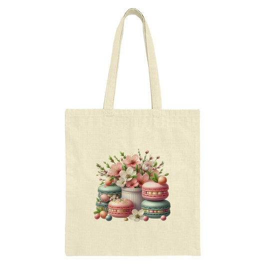 Floral Macaron Tote Bag, Pastel Colors Bag, Cute Desserts Bag, Unique Shopping Bag, Gift for Baker, Gift for Her, Everyday Carry Bag - Tawshia