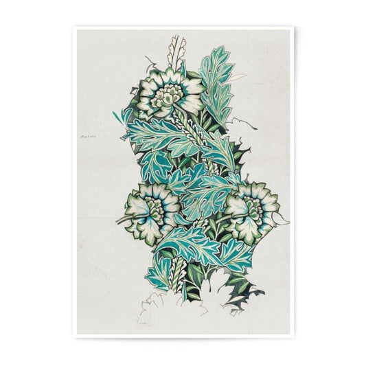 Floral Photographic Print, Botanical Art Print, Teal Green Floral Wall Decor, Vintage Floral Artwork, Home Decor Art Print, Flower - Tawshia