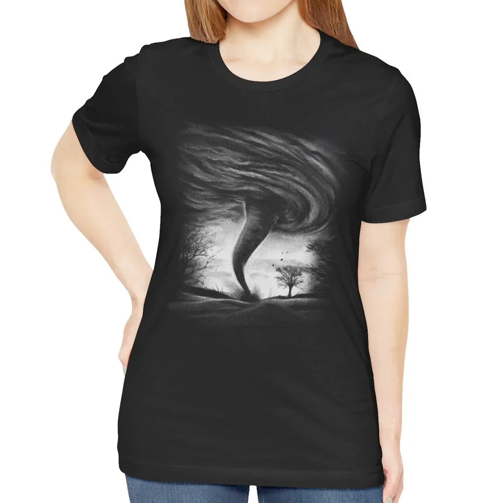 Tornado Scene Graphic Printed Black T-Shirt product