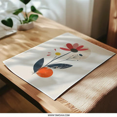 Modern Floral Art Photographic Print, Abstract Flower Poster, Minimalist Home Decor, Geometric Plant Wall Art, Contemporary Botanical Print - Tawshia