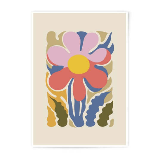 Retro Flower Photographic Print, Colorful Floral Wall Art, 70s Inspired Decor, Botanical Print, Modern Art Print, Home Decor, Gift Idea - Tawshia