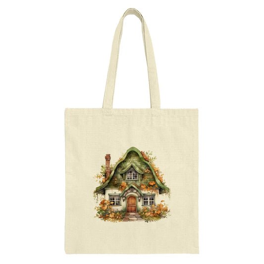 Cottagecore Tote Bag, Whimsical House Tote, Cozy Home Design, Floral Cottage Art, Dreamy Cottage Illustration, Unique Gift Idea - Tawshia