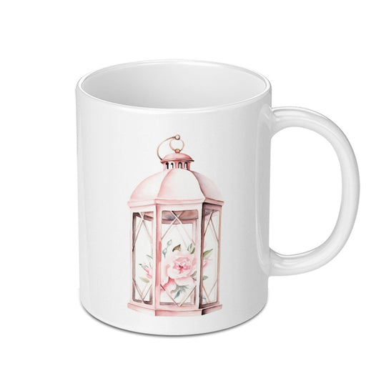 Pink Lantern Mug, Floral Mug, Cottagecore Gift, Shabby Chic Mug, Tea Mug, Coffee Mug, Aesthetic Mug, Cozy Mug, Gift for Her, Book Lover - Tawshia