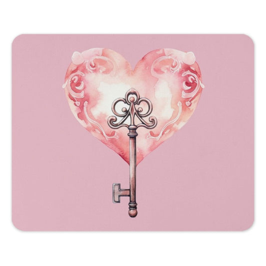 Heart Key Mouse Pad, Watercolor Heart, Vintage Key Design, Romantic Gift, Desk Decor, Aesthetic Mousepad, Cute Mouse Pad - Tawshia