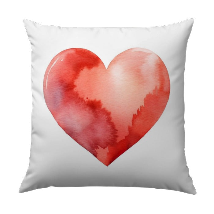 Watercolor Heart Pillow, Red Heart Home Decor, Love Pillow, Valentine's Day Gift, Anniversary Pillow, Romantic Pillow, Heart Throw Pillow - Tawshia