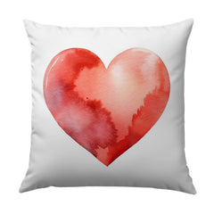 Watercolor Heart Pillow, Red Heart Home Decor, Love Pillow, Valentine's Day Gift, Anniversary Pillow, Romantic Pillow, Heart Throw Pillow - Tawshia