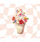 Beautiful Floral Decorated Ice Cream Dessert product
