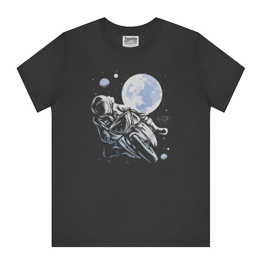 Astronaut Riding Bike Under Moon Graphic Tee product