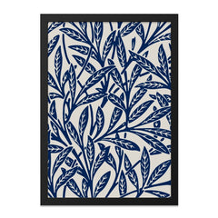 Indigo Leaves Wall Art, Botanical Print, Abstract Leaf Pattern, Modern Home Decor, Elegant Framed Art, Nature Inspired, Wall Decor - Tawshia