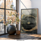 Abstract Circle Wall Art, Contemporary Art Print, Modern Home Decor, Geometric Art, Gold Accent Wall Decor, Unique Wall Art Design - Tawshia