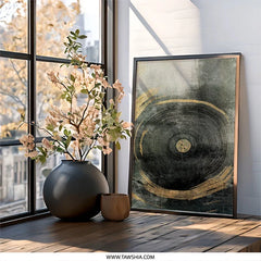 Abstract Circle Wall Art, Contemporary Art Print, Modern Home Decor, Geometric Art, Gold Accent Wall Decor, Unique Wall Art Design - Tawshia
