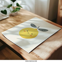 Lemon Photographic Print, Cute Fruit Art, Kitchen Wall Decor, Cheerful Home Decor, Smiling Lemon Art, Whimsical Illustration, Modern Art - Tawshia
