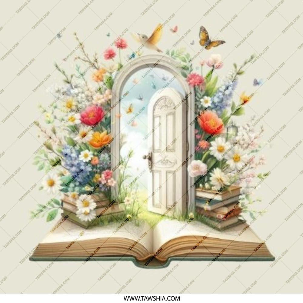 Floral Book Door Pinback Button, Spring Flowers Button, Book Lover Gift, Whimsical Button, Unique Button, Cute Badge, Backpack Button - Tawshia