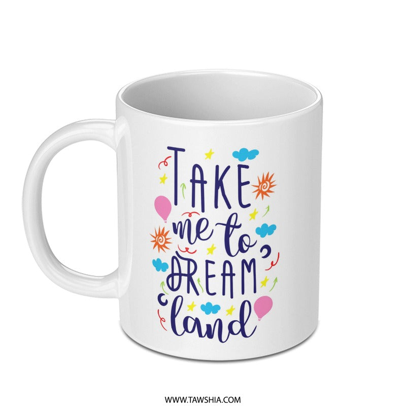 Dreamland Mug, Whimsical Design, Coffee Mug, Tea Cup, Gift Idea, Colorful Stars, Clouds, Balloons, Unique Mug, Cute Gift, Fantasy - Tawshia