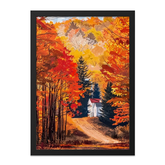 Autumn Landscape Wall Art, Fall Colors Painting, Country Home Decor, Vibrant Fall Foliage, Warm Tones Art Print, Cozy Home Wall Decor - Tawshia