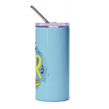 Vibrant Blue Tumbler with Fun Graphic Details product