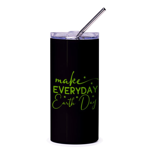 Earth Day Tumbler, Green Everyday Design Tumbler, Travel Tumbler, Sustainable Gift, Eco Friendly, Reusable Tumbler with Straw - Tawshia