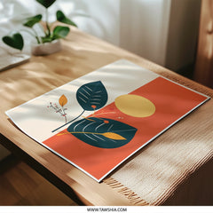 Modern Botanical Photographic Print, Abstract Leaves Art, Minimalist Wall Decor, Sun Illustration, Home Decor - Tawshia
