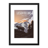 Lassen Volcanic Wall Art, National Park Decor, Mountain Landscape Print, Bear Illustration, Nature Home Decor, Adventure Art - Tawshia