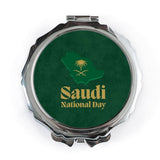 Saudi National Day Pocket Mirror, Saudi Arabia Map, Green and Gold Design, Compact Mirror, Travel Mirror, Gift for Her, Pocket Mirror - Tawshia
